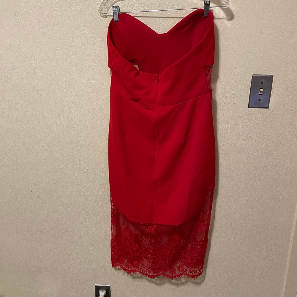 NBD • Revolve Red Lace Picture Me Midi Dress - Picture 3 of 5